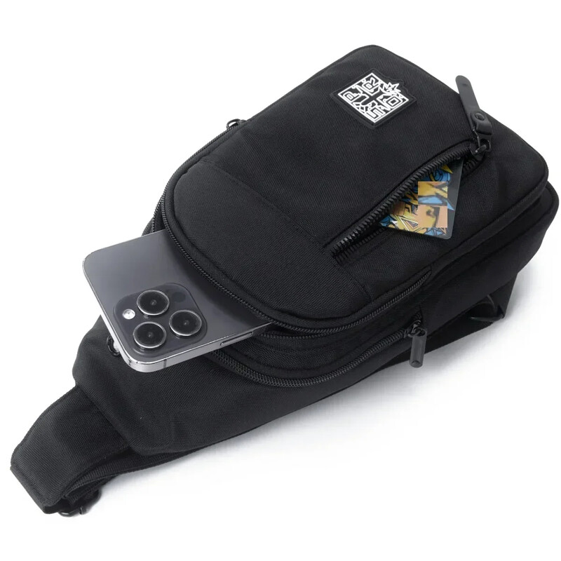 Geantă de piept cu mai multe buzunare din țesătură oxford de culoare uni, geantă de piept sport casual cu talie tăiată pentru ieșiri și naveta zilnică