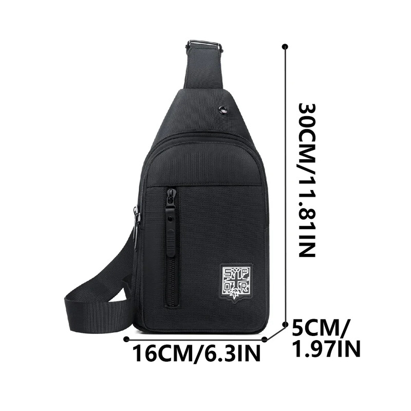 Geantă de piept cu mai multe buzunare din țesătură oxford de culoare uni, geantă de piept sport casual cu talie tăiată pentru ieșiri și naveta zilnică