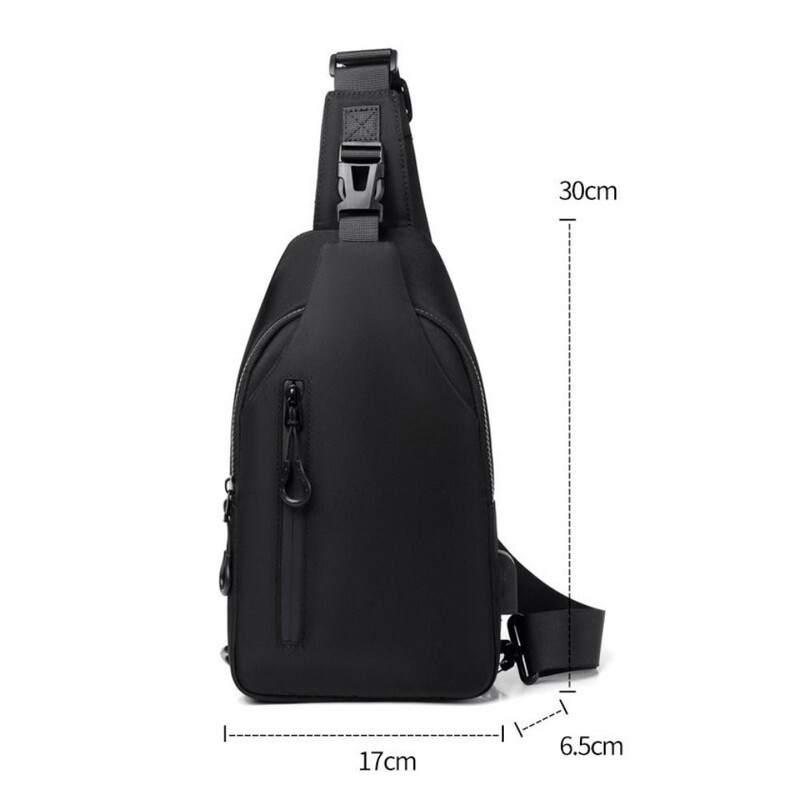 Geantă pentru piept din nailon, cu încărcare prin USB, geantă de mână ușoară, de capacitate mare, pentru călători
