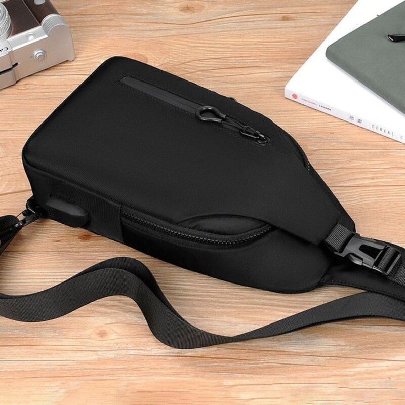 Geantă pentru piept din nailon, cu încărcare prin USB, geantă de mână ușoară, de capacitate mare, pentru călători