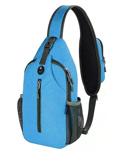 Geantă pentru bărbați, de modă, de culoare solidă, pentru piept pentru bărbați, în aer liber, ocazional, geantă de umăr cu un singur umăr, genți de umăr cu încărcare USB din nailon