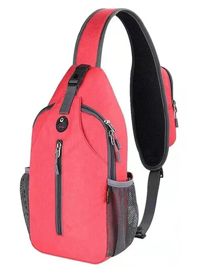 Geantă pentru bărbați, de modă, de culoare solidă, pentru piept pentru bărbați, în aer liber, ocazional, geantă de umăr cu un singur umăr, genți de umăr cu încărcare USB din nailon