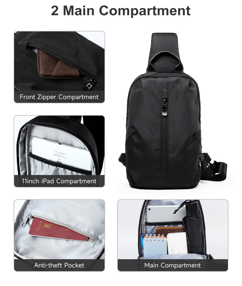 Geantă de piept pentru bărbați, geantă Oxford durabilă impermeabilă, geantă de umăr sport ușoară, respirabilă