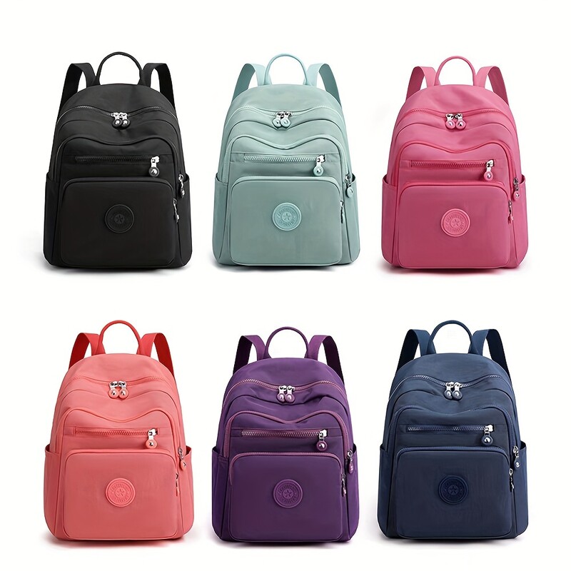 Jauna vienkārša sieviešu mugursoma, pārnēsājama ūdensnecaurlaidīga mugursoma atpūtai neilona auduma soma, sieviešu mugursoma