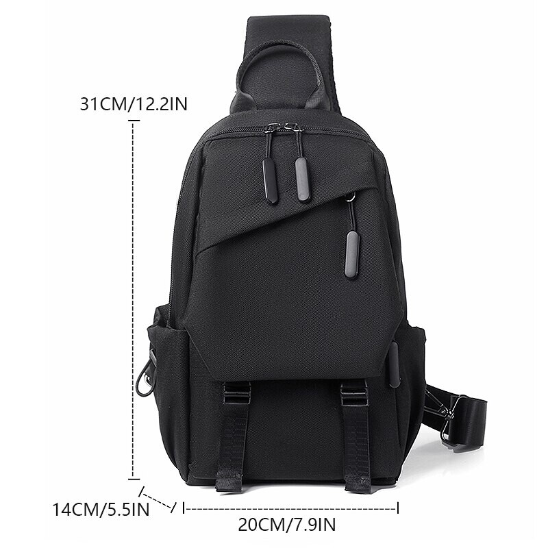 Geantă pentru piept sport pentru bărbați, impermeabilă, rezistentă la uzură, cu mai multe compartimente, geantă pentru umăr, pentru călătorii în aer liber.