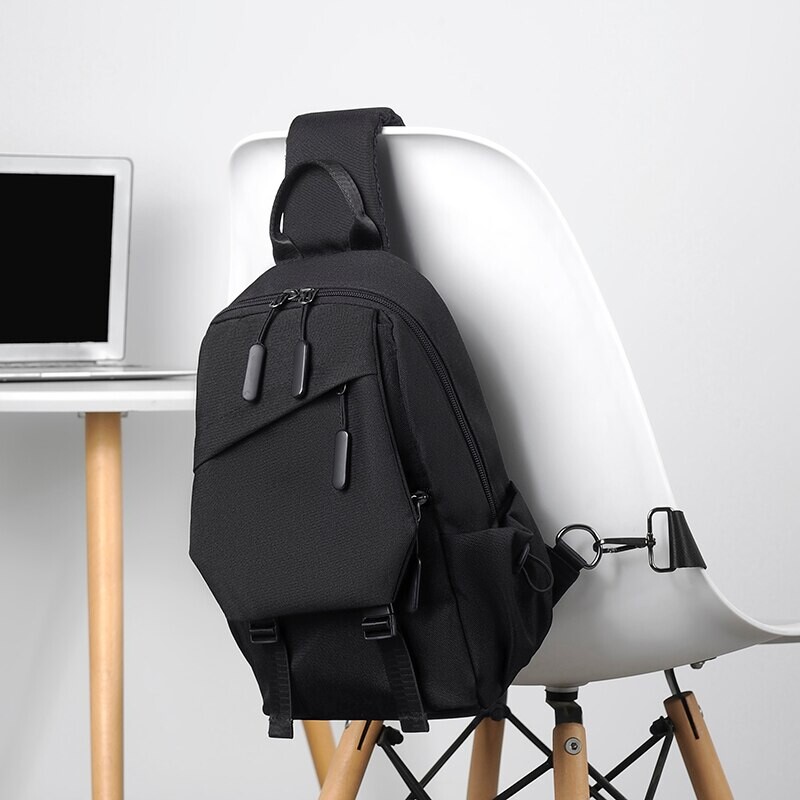 Geantă pentru piept sport pentru bărbați, impermeabilă, rezistentă la uzură, cu mai multe compartimente, geantă pentru umăr, pentru călătorii în aer liber.