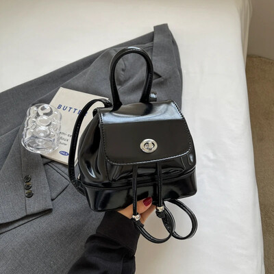 Mini Pu ādas mugursoma sievietēm 2024 Y2K korejiešu vienkārša studentu skolas soma ikdienišķa retro melna sarkana modes ceļojumu mazas mugursomas