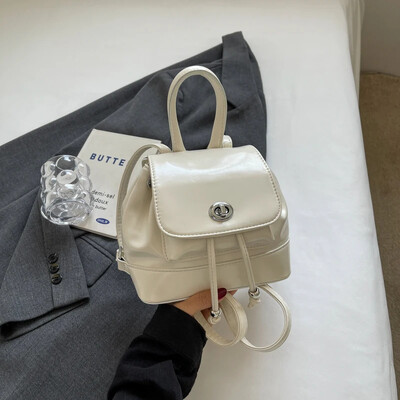 Mini Pu ādas mugursoma sievietēm 2024 Y2K korejiešu vienkārša studentu skolas soma ikdienišķa retro melna sarkana modes ceļojumu mazas mugursomas