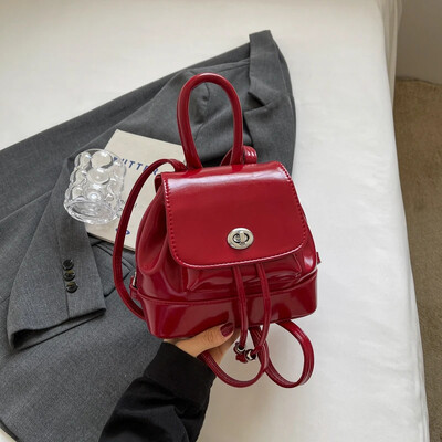 Mini Pu ādas mugursoma sievietēm 2024 Y2K korejiešu vienkārša studentu skolas soma ikdienišķa retro melna sarkana modes ceļojumu mazas mugursomas