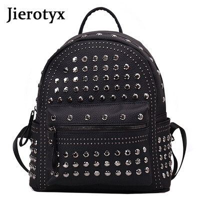 JIEROTYX 2021 New Arrival Preppy Leisure σακίδιο πλάτης Γυναικεία casual Daypacks Γυναικεία Soild Zipper Rivet Shoulder Bags Soild Hot εκπτώσεις