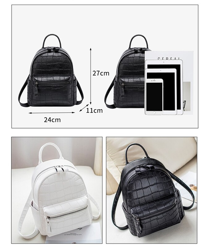 Rucsac de modă crocodil pentru femei Genți de școală cu design de marcă mici, pentru fete, rucsac de zi, genți de călătorie din piele PU pentru femei, negru