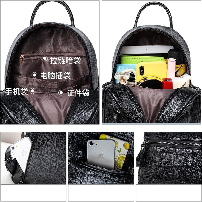 Rucsac de modă crocodil pentru femei Genți de școală cu design de marcă mici, pentru fete, rucsac de zi, genți de călătorie din piele PU pentru femei, negru