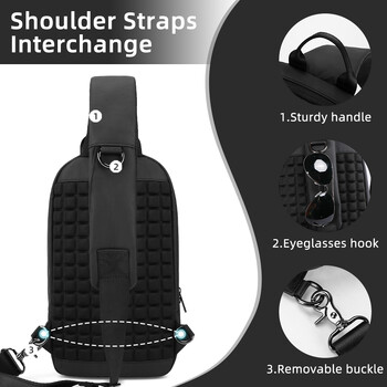 HcanKcan Fashion Shoulder Sling Τσάντα Ανδρική Αδιάβροχη τσάντα Messenger Leisure Ανδρικά αθλητικά πακέτα στήθους Τσάντα ταξιδιού με φόρτιση USB