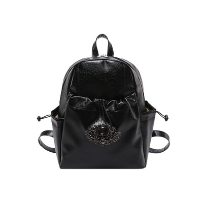 Rucsac din piele PU moale, cu personalitate la modă, stil punk, cu decor metalic cu craniu, pentru utilizare zilnică Rucsacuri mici pentru femei