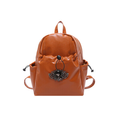 Rucsac din piele PU moale, cu personalitate la modă, stil punk, cu decor metalic cu craniu, pentru utilizare zilnică Rucsacuri mici pentru femei