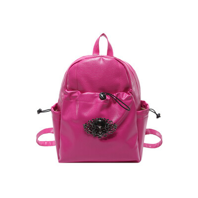 Rucsac din piele PU moale, cu personalitate la modă, stil punk, cu decor metalic cu craniu, pentru utilizare zilnică Rucsacuri mici pentru femei