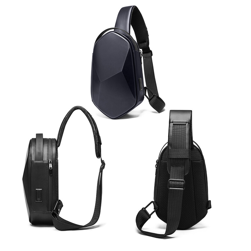 Sling Bag Hard Shell Design 3.0 USB Charging Crossbody Bag plecu somas vīriešu ūdensizturīgs Short Trip krūšu somas komplekts vīriešiem