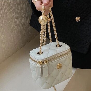 Camellia Малка чанта през рамо Модна каишка с верижка Rhombus Bucket Bag Чанта през рамо 2024 г. Нова модерна куриерска чанта Мини чанти