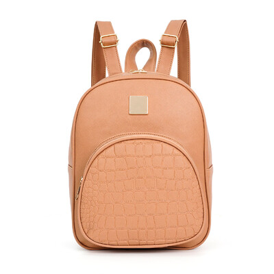 Rucsac clasic cu decor metalic în relief cu crocodil