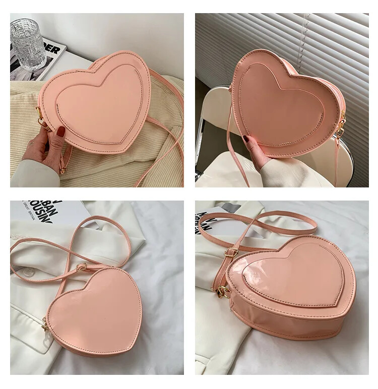 Noi Genți Crossbody Poșete Drăguț Inimă de Piersică Piele PU Moda la modă Simplu stil occidental Genți populare pentru femei