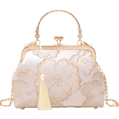 Ķīniešu stila izšūta plecu soma Eleganta rokassomiņa Retro maza kvadrātveida soma