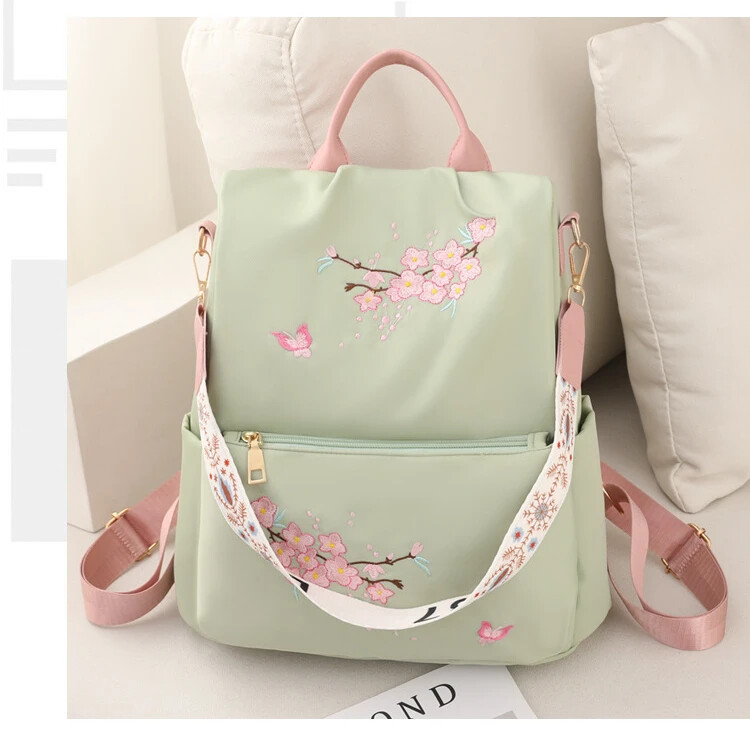 Jauna Oksfordas auduma sieviešu mugursoma Etniskā stila izšuvumi Modes mugursoma ceļojumu atpūta Ūdensizturīga liela ietilpība pārvietošanās soma