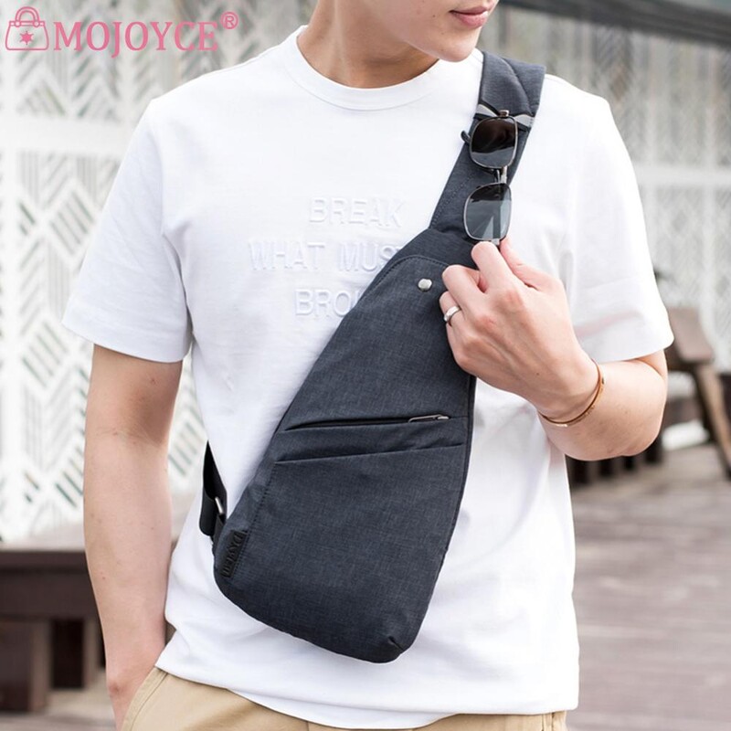 Geantă simplă pentru bărbați, curea reglabilă, pentru piept, antifurt, geantă de tip crossbody anti-hoț, buzunare multiple impermeabile pentru călătorii în aer liber