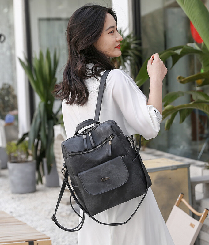 Rucsac simplu de culoare solidă Rucsac de călătorie de capacitate mare Geanta de camping pentru sporturi în aer liber Geanta de umăr din piele Rucsac pentru școală