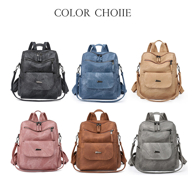 Rucsac simplu de culoare solidă Rucsac de călătorie de capacitate mare Geanta de camping pentru sporturi în aer liber Geanta de umăr din piele Rucsac pentru școală