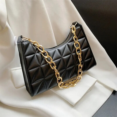 100% poliuretanska jednobojna torba s šavovima ispod pazuha s lancem na jedno rame ŽENSKA torba