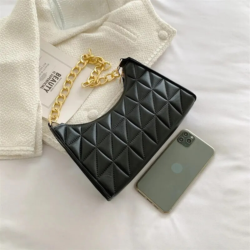 100% poliuretanska jednobojna torba s šavovima ispod pazuha s lancem na jedno rame ŽENSKA torba