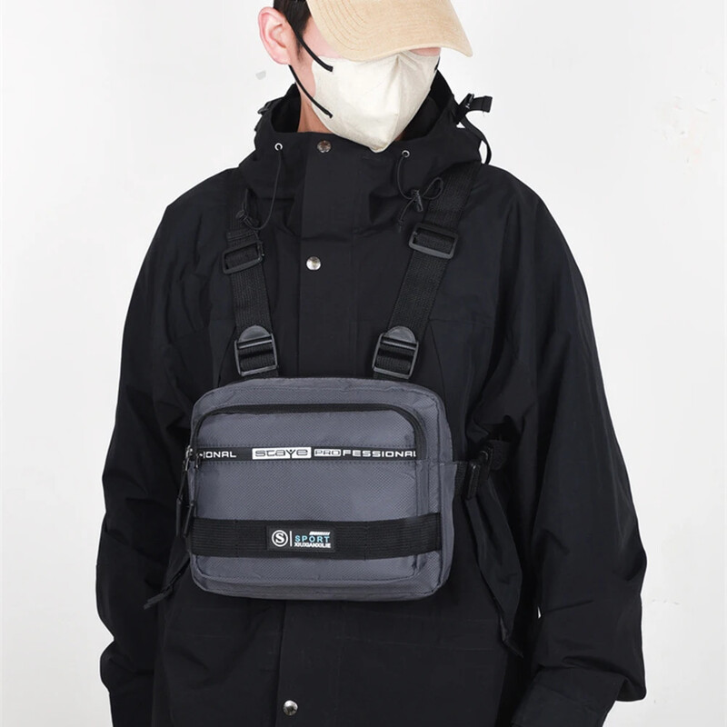 Vestă tactică Genți pentru piept pentru bărbați, 2023 Hip Hop, îmbrăcăminte de stradă, unisex, pentru femei, pachete pentru piept cu glonț, ocazional, pentru călătorie, geantă antifurt