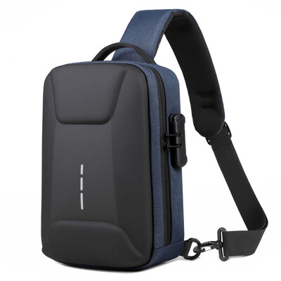 Водоустойчива чанта за през рамо Модна чанта против кражба с комбинирана ключалка Ракла с USB порт за зареждане Чанта за през рамо за пътуване Мъжка