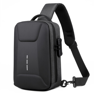 Водоустойчива чанта за през рамо Модна чанта против кражба с комбинирана ключалка Ракла с USB порт за зареждане Чанта за през рамо за пътуване Мъжка