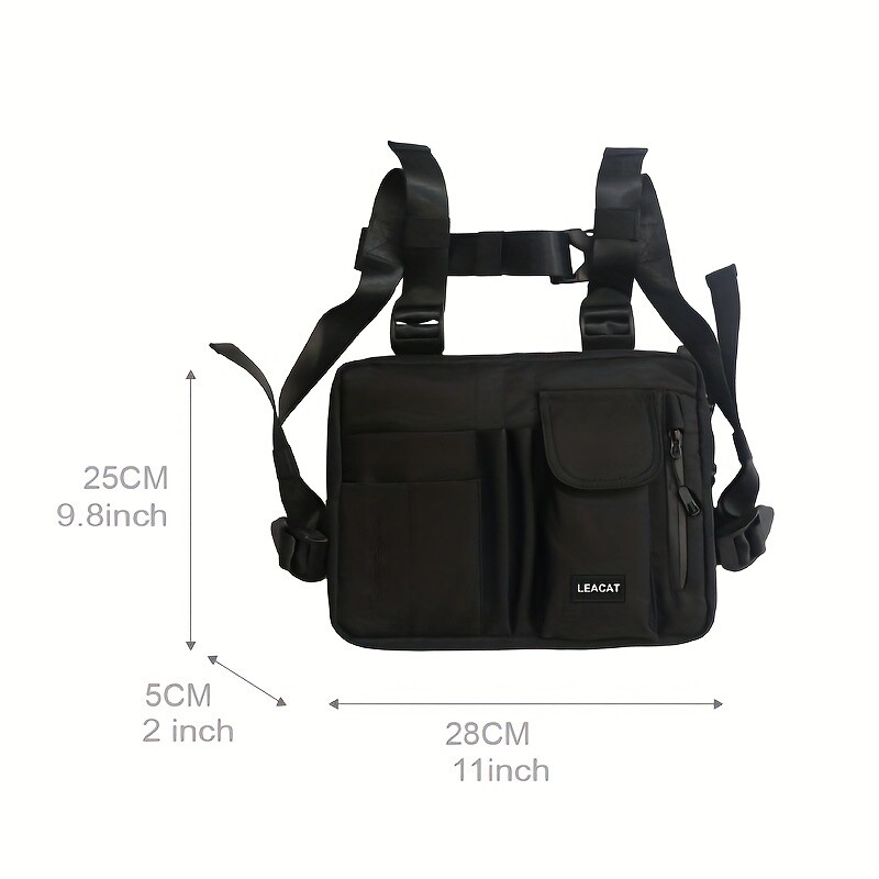 „Leacat“ hip-hopo taktinės gatvės mados ypatybės Pilkas armijos žalias krūtinės krepšys Vyriškas reguliuojamas kišeninis sportinės liemenės krepšys