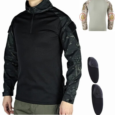 Outdoor G3 Tactical Hiking T-krekli Cīņas krekli CP Camo Garām piedurknēm Medību krekls Kokvilna Sports Vīriešu Apģērbi Vēja necaurlaidīgi