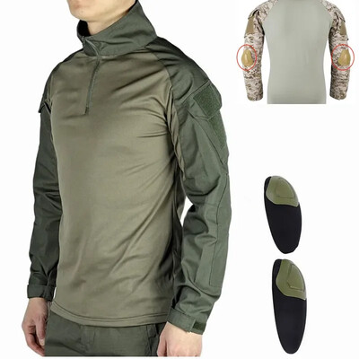 Outdoor G3 Tactical Hiking T-krekli Cīņas krekli CP Camo Garām piedurknēm Medību krekls Kokvilna Sports Vīriešu Apģērbi Vēja necaurlaidīgi
