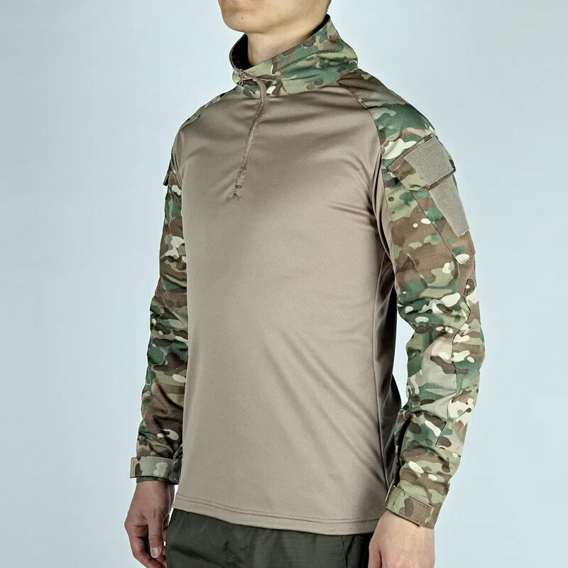 Outdoor G3 Tactical Hiking T-krekli Cīņas krekli CP Camo Garām piedurknēm Medību krekls Kokvilna Sports Vīriešu Apģērbi Vēja necaurlaidīgi