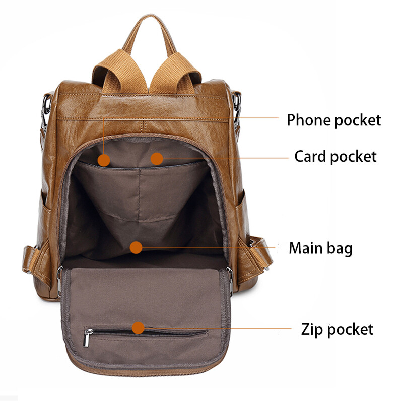 SYZM Rucsac din piele naturală de înaltă calitate Geantă pentru umeri antifurt Rucsac de afaceri pentru femei Geantă din piele elegantă cu fundă