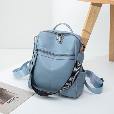 Rucsac din piele 2023 pentru femei, de culoare solidă, la modă, la tendință sălbatică, ocazional, geantă de călătorie de capacitate mare pentru femei, rucsac pentru adolescente