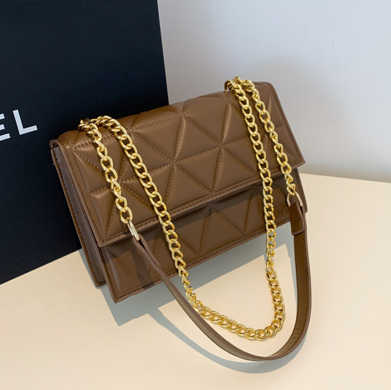 Módne letné reťazové crossbody kabelky, kockované dizajnérske dámske ramenné kabelky z umelej kože, štvorcové kabelky pre dámy