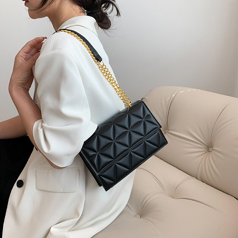 Módne letné reťazové crossbody kabelky, kockované dizajnérske dámske ramenné kabelky z umelej kože, štvorcové kabelky pre dámy