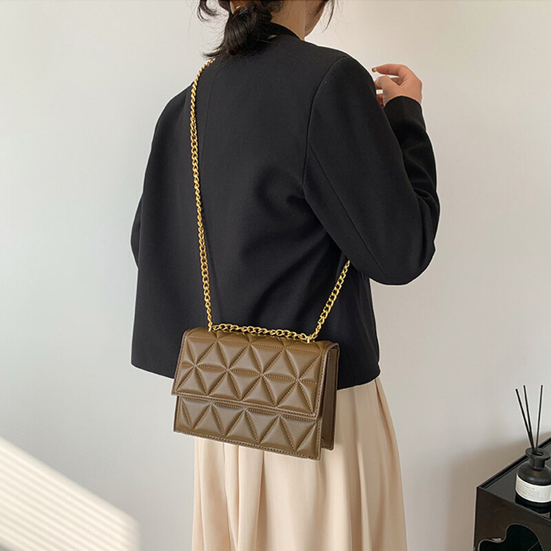 Módne letné reťazové crossbody kabelky, kockované dizajnérske dámske ramenné kabelky z umelej kože, štvorcové kabelky pre dámy