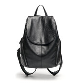 Melnas mugursomas sievietēm Īstas ādas lielas ietilpības ūdensnecaurlaidīga mugursoma Modernas sieviešu skolas somas Meiteņu ceļojumu skolas somas