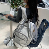 Rucsac cu umăr pentru navetă, din nailon argintiu, de mare capacitate