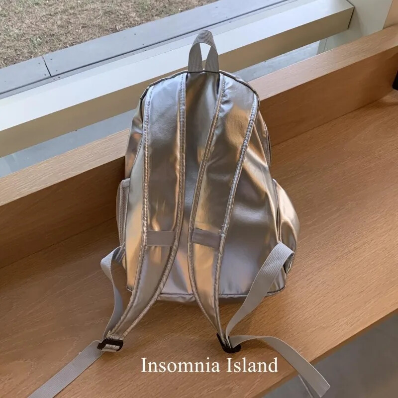 Rucsac cu umăr pentru navetă, din nailon argintiu, de mare capacitate