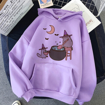 Hot The Pusheen Cat Hoodie Дамска/мъжка мода Kawaii Корейски суичър Harajuku Унисекс 90-те анимационни дрехи с качулка Женски