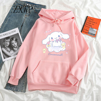 Сладко суичър с качулка Дамски Harajuku Cartoon Cinnamoroll Graphic Hoody Kawaii Суичъри с качулка Унисекс Естетични модни горнища y2k Суичъри