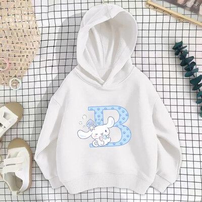 Sanrio Cinnamoroll Bērni Kapuči Burts ABCD Džemperi Meiteņu Apģērbi Kawaii Puloveri Anime Karikatūras Zēnu Bērnu Ikdienas Topi