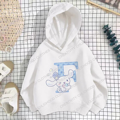 Sanrio Cinnamoroll Детски качулки Letter ABCD Суичъри Дрехи за момичета Kawaii Пуловер Аниме Карикатури Момче Детски ежедневни горнища